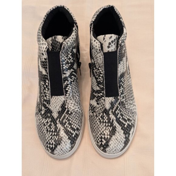Womens Aqua College Waterproof Sneakers Snake Print High-Top Side Zipper Sz 8.5 - Picture 13 of 13